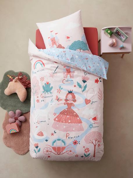 Duvet Cover & Pillowcase Set for Children, ABC Princess mauve 