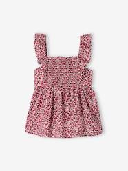 -Smocked Blouse with Ruffles on the Straps, for Girls