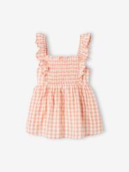 Girls-Smocked Blouse with Ruffles on the Straps, for Girls