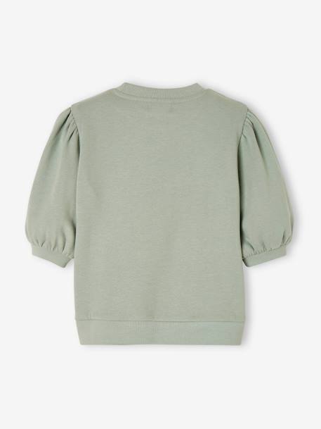 Sweatshirt with Love Message, Short Puff Sleeves, for Girls aqua green 