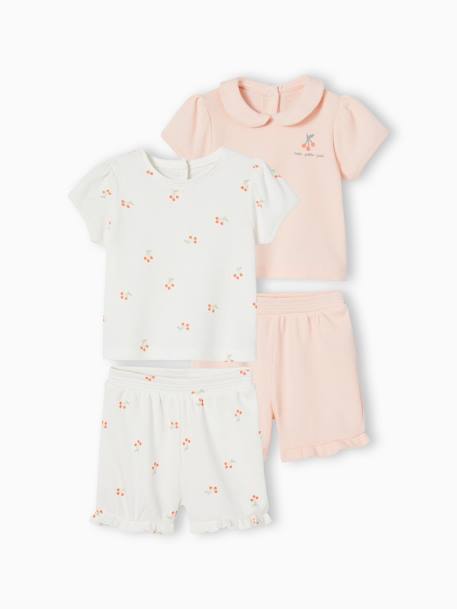 Pack of 2 Honeycomb Pyjamas for Babies pale pink 