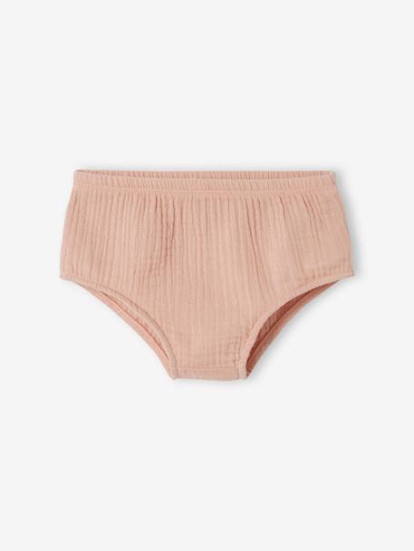 Cotton Gauze Bloomer Shorts for Babies ecru+rosy 