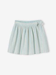 Girls-Skirts-Striped Skirt with Shimmery Thread, in Cotton/Linen, for Girls