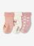 Pack of 3 Pairs of Hearts & Rabbits Socks for Baby Girls rosy 