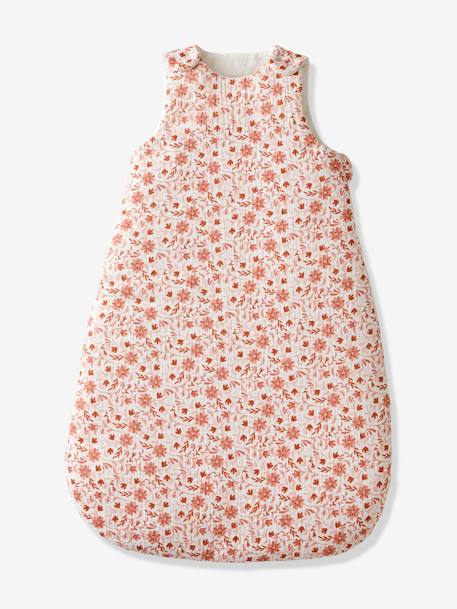 Sleeveless Baby Sleeping Bag, in Cotton Gauze, Happy Bohème printed pink 