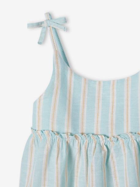 Dress with Straps & Shimmery Stripes for Girls pale blue 
