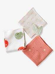 Nursery-Changing Mattresses & Nappy Accessories-Set of 3 Cotton Gauze Muslin Squares, Apple