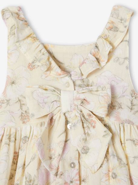 Floral Dress in Cotton Gauze for Babies ecru 