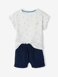 Girls-Sets-T-Shirt & Shorts Combo, in Cotton Gauze, for Girls