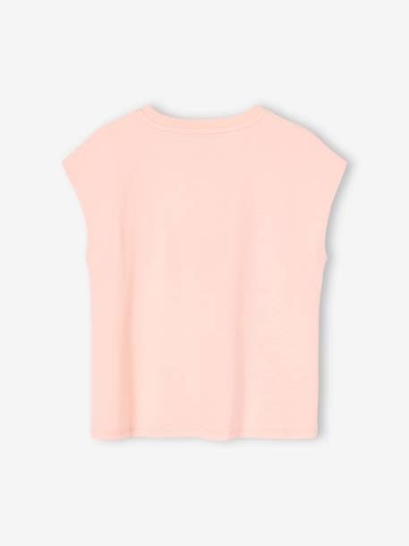 Sleeveless T-Shirt, Summer Motif, for Girls ecru+sweet pink 