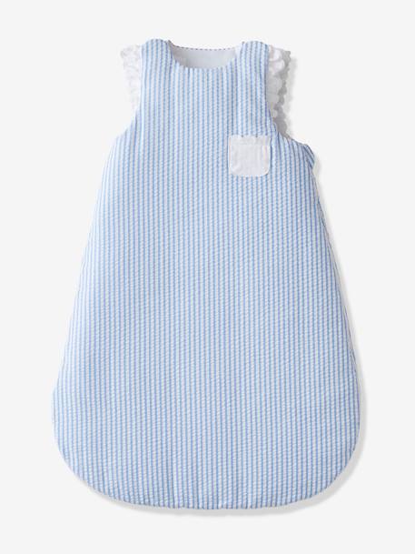 Striped Sleeveless Baby Sleeping Bag in Seersucker, Cottage multicoloured 