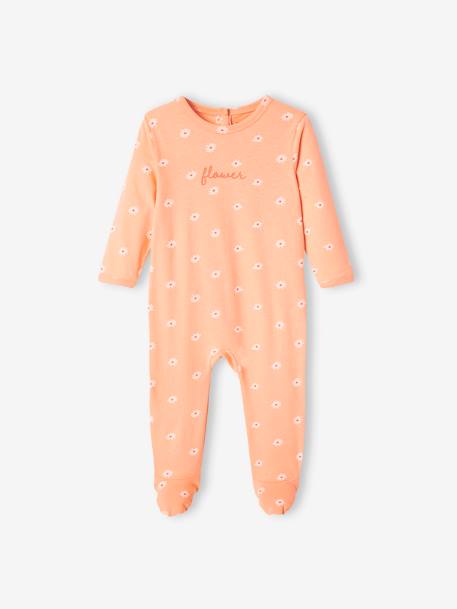 Pack of 2 Flower Sleepsuits in Jersey Knit for Baby Girls peach 