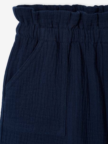 T-Shirt & Shorts Combo, in Cotton Gauze, for Girls navy blue+peach 