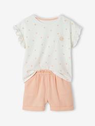 Girls-Sets-T-Shirt & Shorts Combo, in Cotton Gauze, for Girls