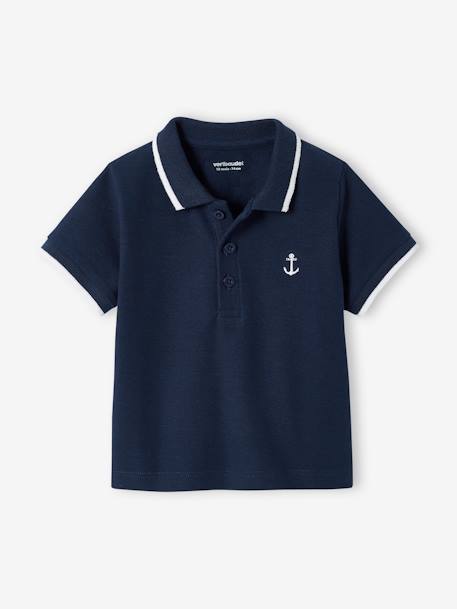 Polo Shirt with Embroidery on the Chest, for Baby Boys Dark Blue 