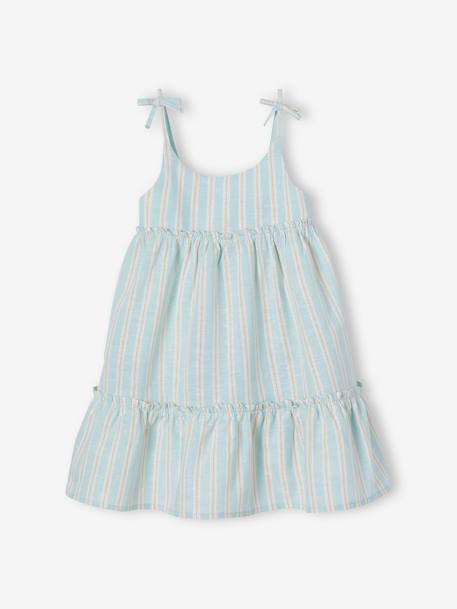 Dress with Straps & Shimmery Stripes for Girls pale blue 