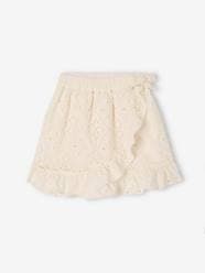 Girls-Skirts-Ruffled Skirt in Broderie Anglaise, for Girls