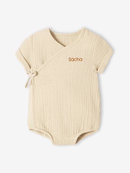 Cotton Gauze Bodysuit for Newborn Babies pearly grey 