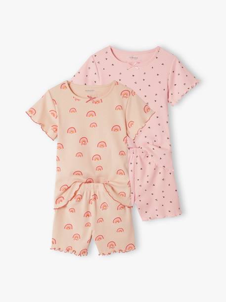 Pack of 2 Pyjamas in Printed Rib Knit, for Girls rosy 