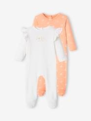 Baby-Pyjamas-Pack of 2 Flower Sleepsuits in Jersey Knit for Baby Girls
