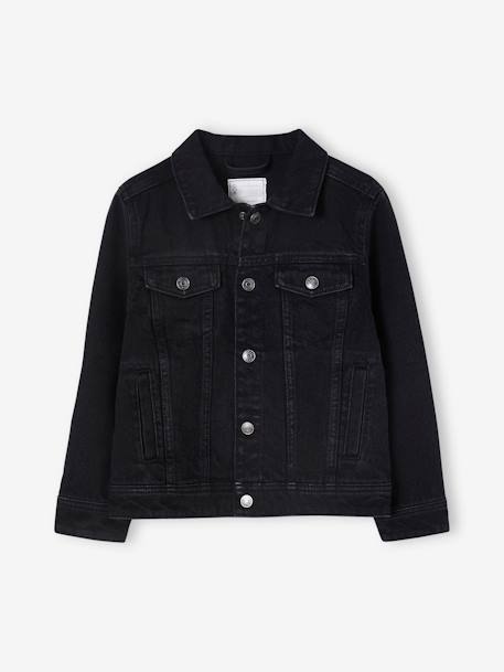 Revamped Denim Jacket, for Boys black denim+Denim Blue 