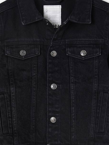 Revamped Denim Jacket, for Boys black denim+Denim Blue 