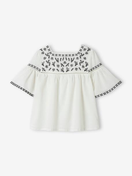 Embroidered Blouse for Girls ecru 