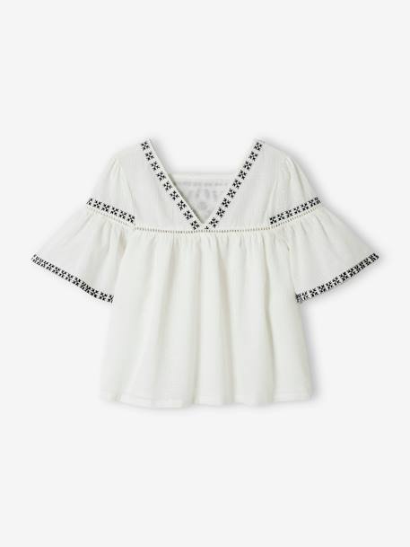 Embroidered Blouse for Girls ecru 