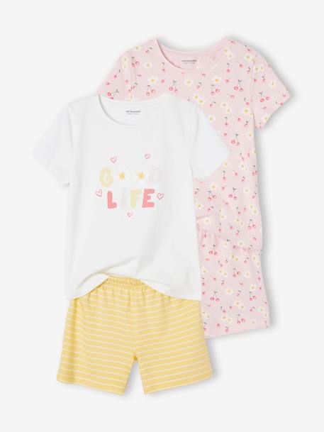 Pack of 2 Basics Pyjamas with Floral Prints for Girls pale yellow 