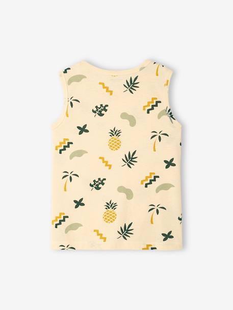 Tank Top with Maxi Motifs for Boys printed white+sage green 