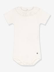Short Sleeve Bodysuit with Frilled Collar in Organic Cotton, by PETIT BATEAU