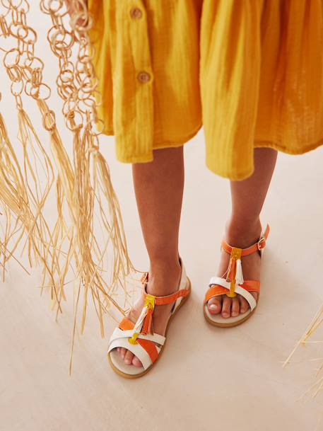 Sandals with Stylish Tassels for Girls set pink+yellow 