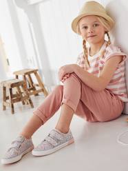 Paperbag Trousers with Printed Scarf Belt for Girls
