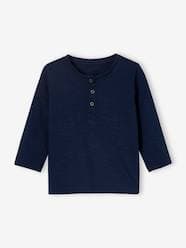 Baby-T-shirts & Roll Neck T-Shirts-Grandad-Style Long-Sleeved Top for Baby Boys