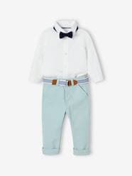 Baby-Outfits-Occasion Wear Outfit: Trousers with Belt, Shirt & Bow Tie for Babies