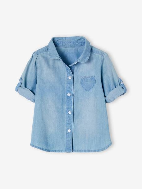 Faded Denim Shirt for Baby Girls Bleached Denim 