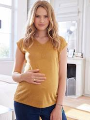 Maternity-T-shirts & Tops-V-Neckline Top in Cotton & Linen, Maternity