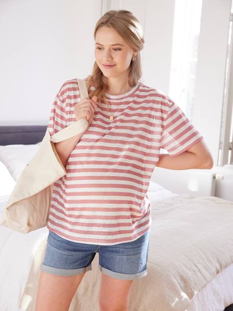 Striped Top, Maternity & Nursing Special tomato red 