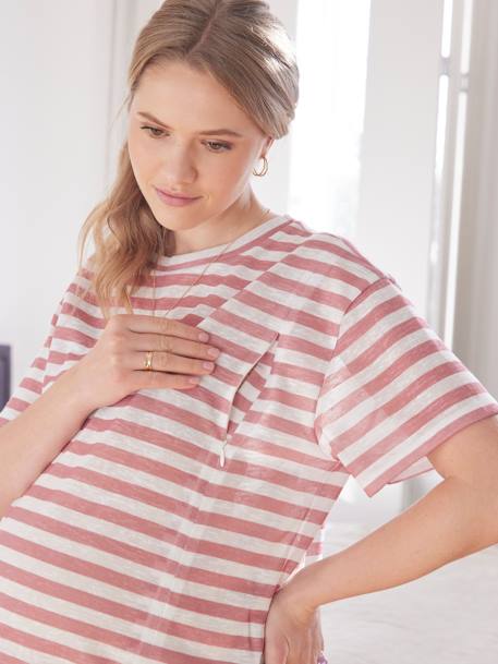Striped Top, Maternity & Nursing Special tomato red 