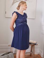 Short Dress in Jersey Knit & Broderie Anglaise, Maternity & Nursing Special