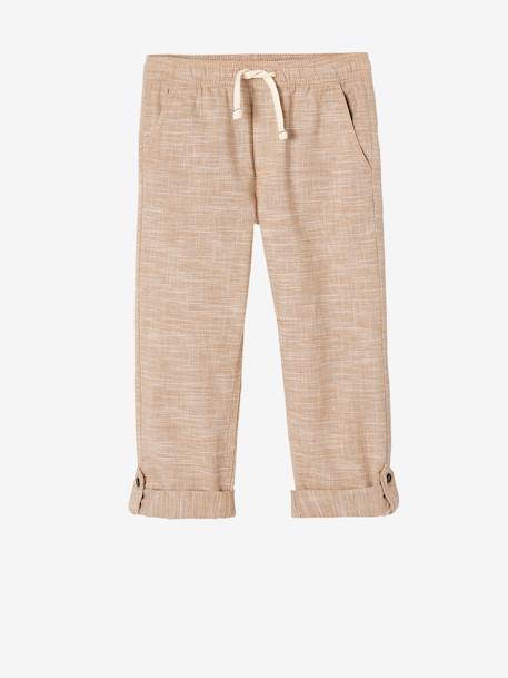 Trousers, Convert into Cropped Trousers, in Lightweight Fabric, for Boys Light Blue+marl beige 