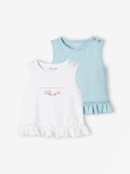 Baby-T-shirts & Roll Neck T-Shirts-Pack of 2 Tops with Ruffle for Babies