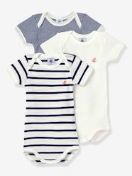 Pack of 3 Short Sleeve Bodysuits in Organic Cotton, by Petit Bateau