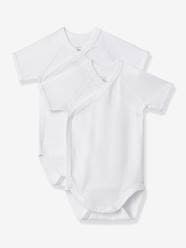 Baby-Bodysuits & Sleepsuits-Pack of 2 Short Sleeve Bodysuits for Newborn Babies, by Petit Bateau