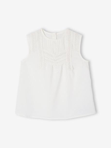 Sleeveless Blouse with Fancy Details, for Girls ecru 