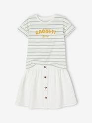-T-Shirt & Skirt Combo in Cotton Gauze, for Girls