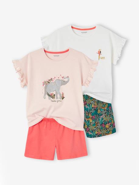Pack of 2 Basics 'Wild' Pyjamas for Girls rose 