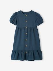 Buttoned Dress in Cotton/Linen for Girls