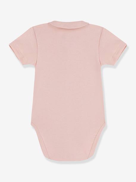 Short Sleeve Bodysuit with Collar, by PETIT BATEAU rose 
