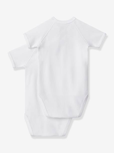 Pack of 2 Short Sleeve Bodysuits for Newborn Babies, by Petit Bateau white 